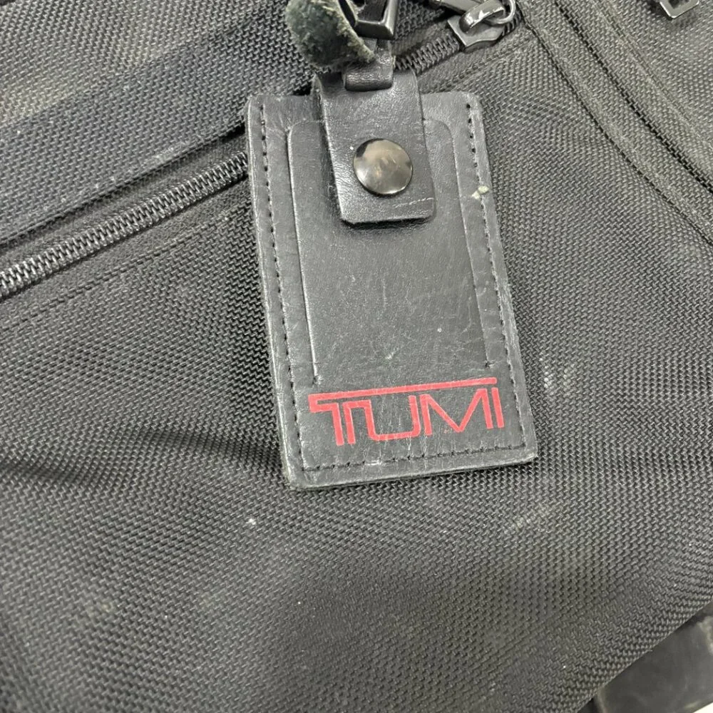 Tumi Black Ballistic Nylon Overnighter Briefcase 2671D3 Luggage Tag & Strap